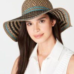 INC Multi pop Stripe floppy Hat-Turquoise